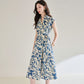 Women's Blue And White Printing Temperament Dress