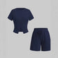 Women's Slim-fit Short Sleeve Blouse And Pants