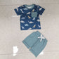 Dinosaur Printed Short Sleeve Shorts Suit