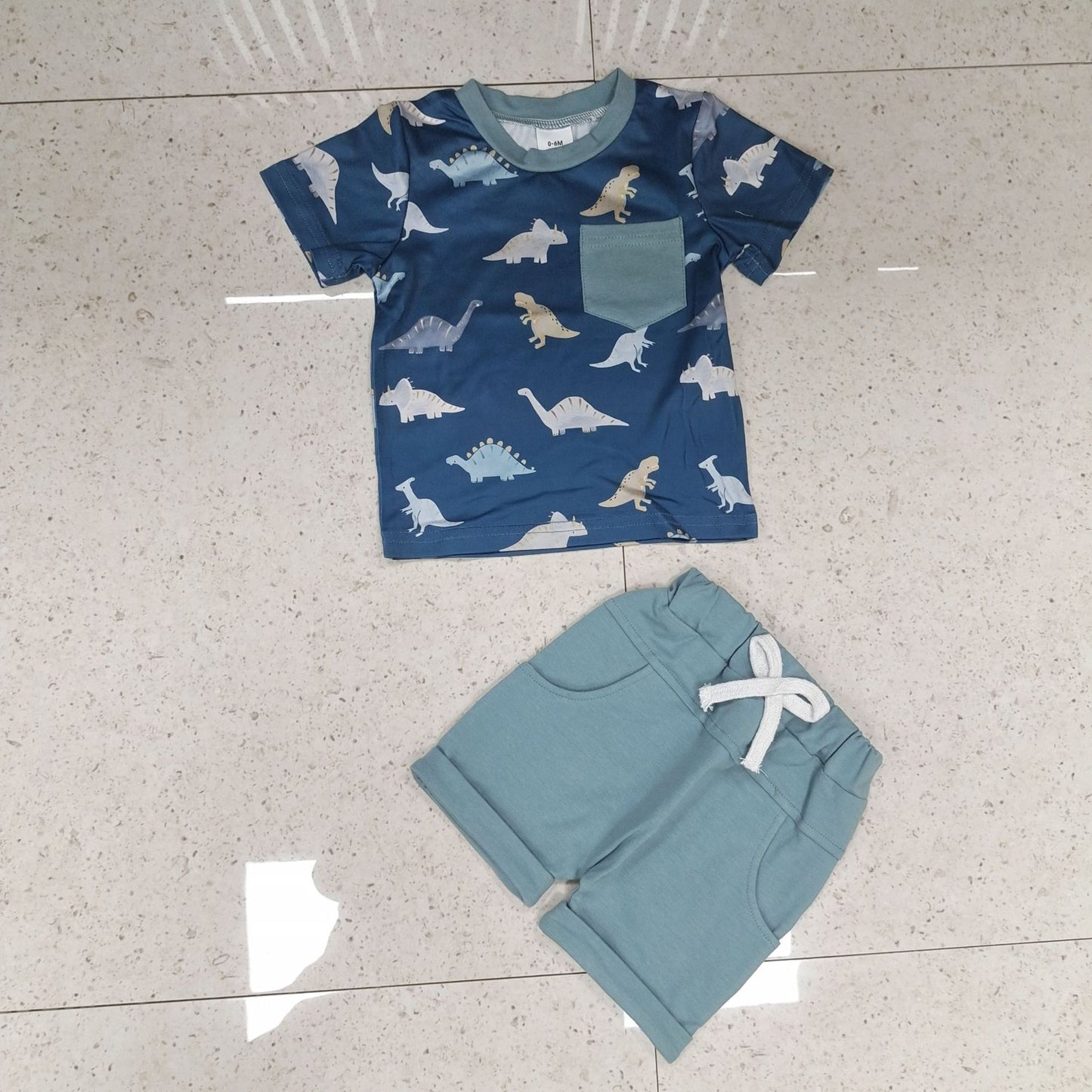 Dinosaur Printed Short Sleeve Shorts Suit