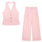 Women's Waistcoat Linen Vest Suit