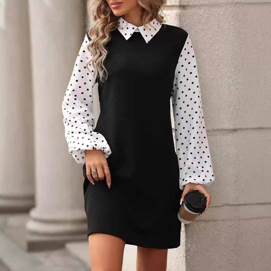 Robe à manches longues avec coutures tendance pour femme