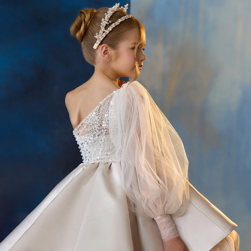 Robe de princesse parapluie pour petite fille, épaules dénudées, personnalité