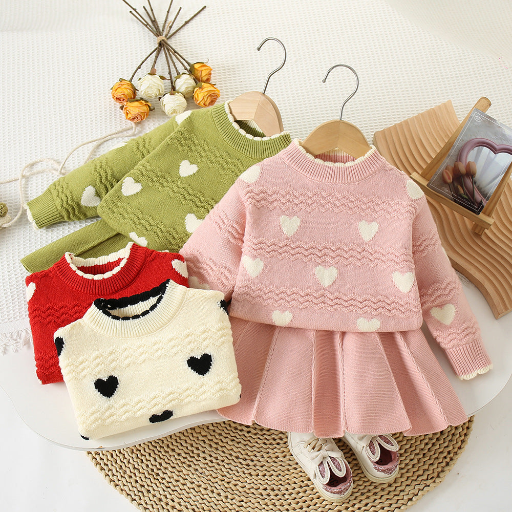 Round Neck Two-piece Korean Style Trendy Western Style Women's Treasure Autumn And Winter