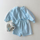 Boys And Girls Striped Color Matching Sports And Leisure Long Sleeve Two-piece Set