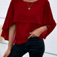 Women's All-match Round Neck Solid Color Layered Cape Sleeve Chiffon Shirt