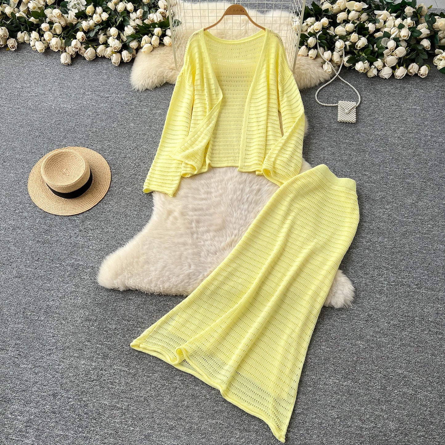 Coat High Waist Skirt Two-piece Set