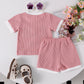 Waffle Towel Embroidery Flower Suit