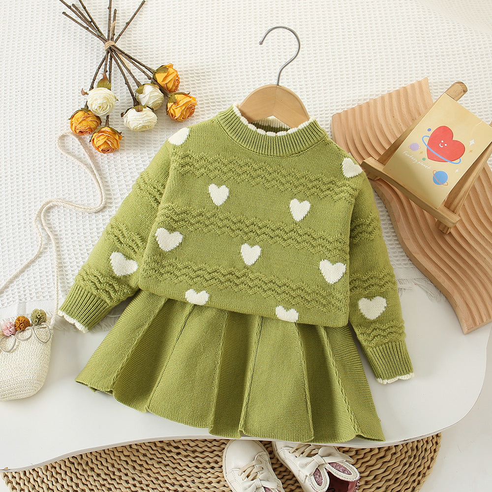 Round Neck Two-piece Korean Style Trendy Western Style Women's Treasure Autumn And Winter