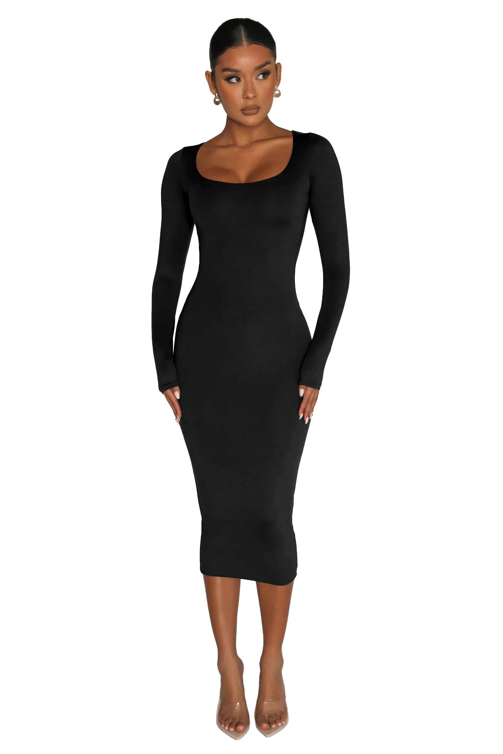 Round Neck Fleece Thickened Slim Fit Hip Skirt