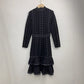 Sequined Ruffles Waist Trimming Knitted Dress