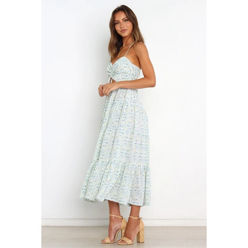 Small Floral Print Sweet Spaghetti-strap Dress
