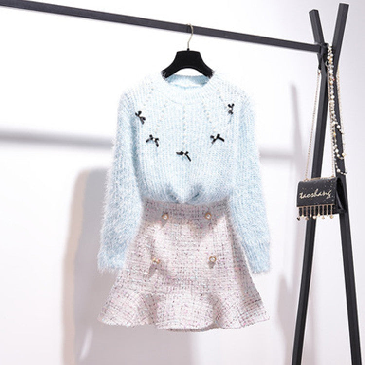 Women's Sweater Skirt Two-piece Suit Gas Suit