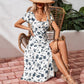 European And American Square Collar Button Bohemian Dress