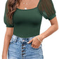 Fashionable See-through Slim Patchwork Short Sleeve