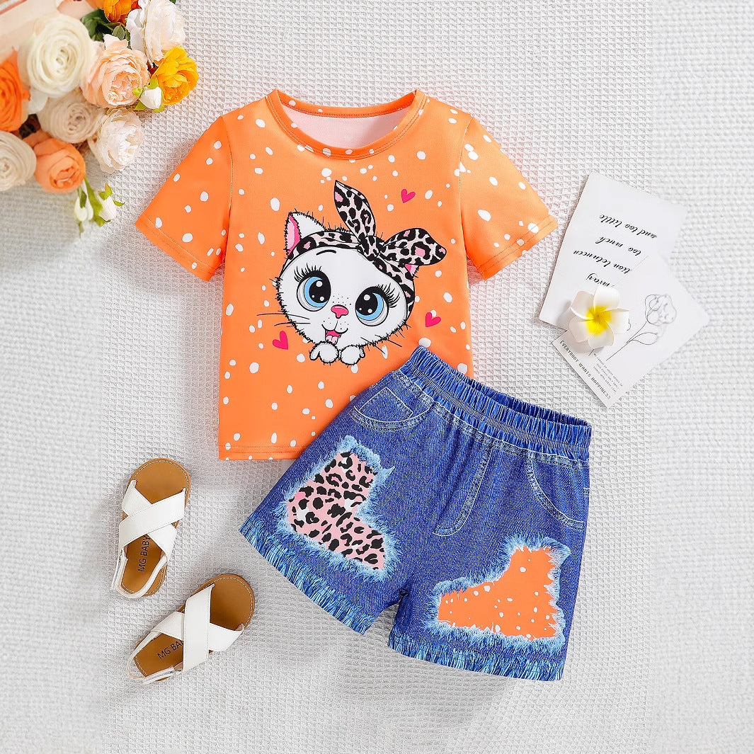 Cartoon Leopard Print Printed Two-piece Suit
