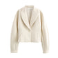 Fashionable One-button Silk Satin Texture Short Waist-tight Suit Jacket
