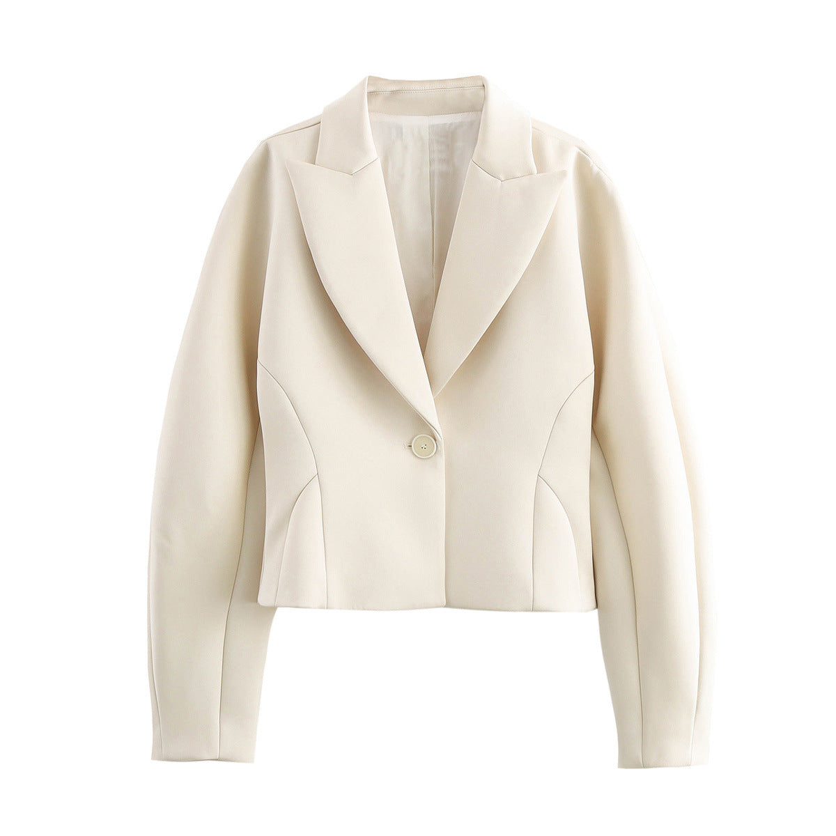 Fashionable One-button Silk Satin Texture Short Waist-tight Suit Jacket