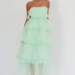 Pure Color Ruffles Suspender Layered Dress