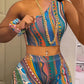 Abstract Printing Suit Multicolor Women