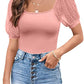Fashionable See-through Slim Patchwork Short Sleeve