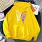 Sweat à capuche à motif papillon blanc et violet