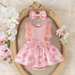 Robe de bébé bicolore à manches en dentelle pour fille