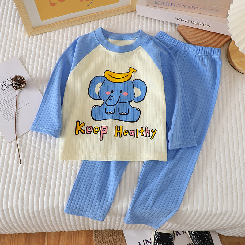 Children's Pajamas Home Wear Autumn New Jacquard Cotton Suit