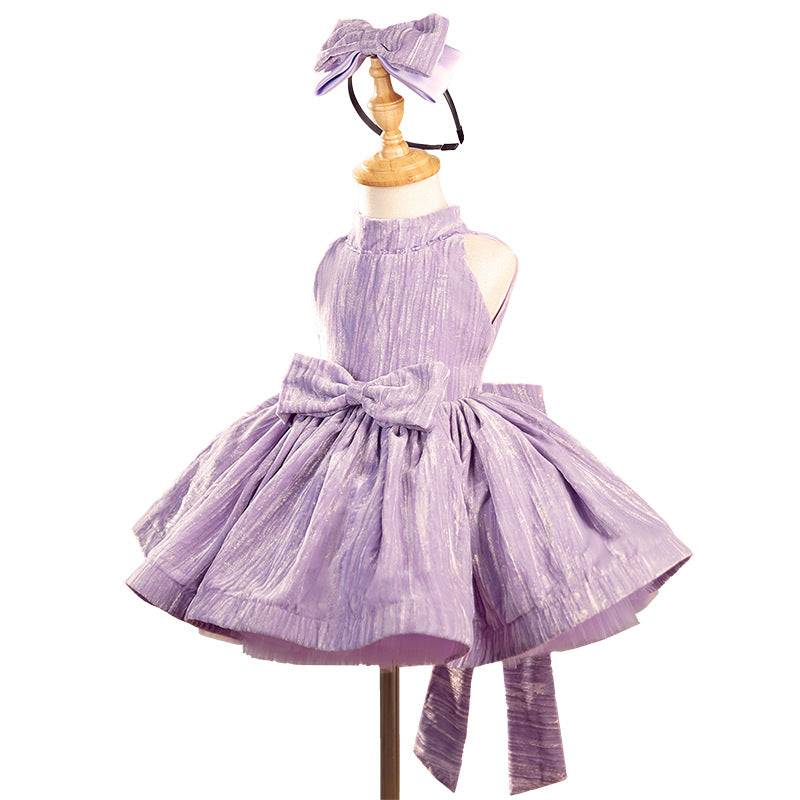 Robe de princesse violette en velours tendance pour fille