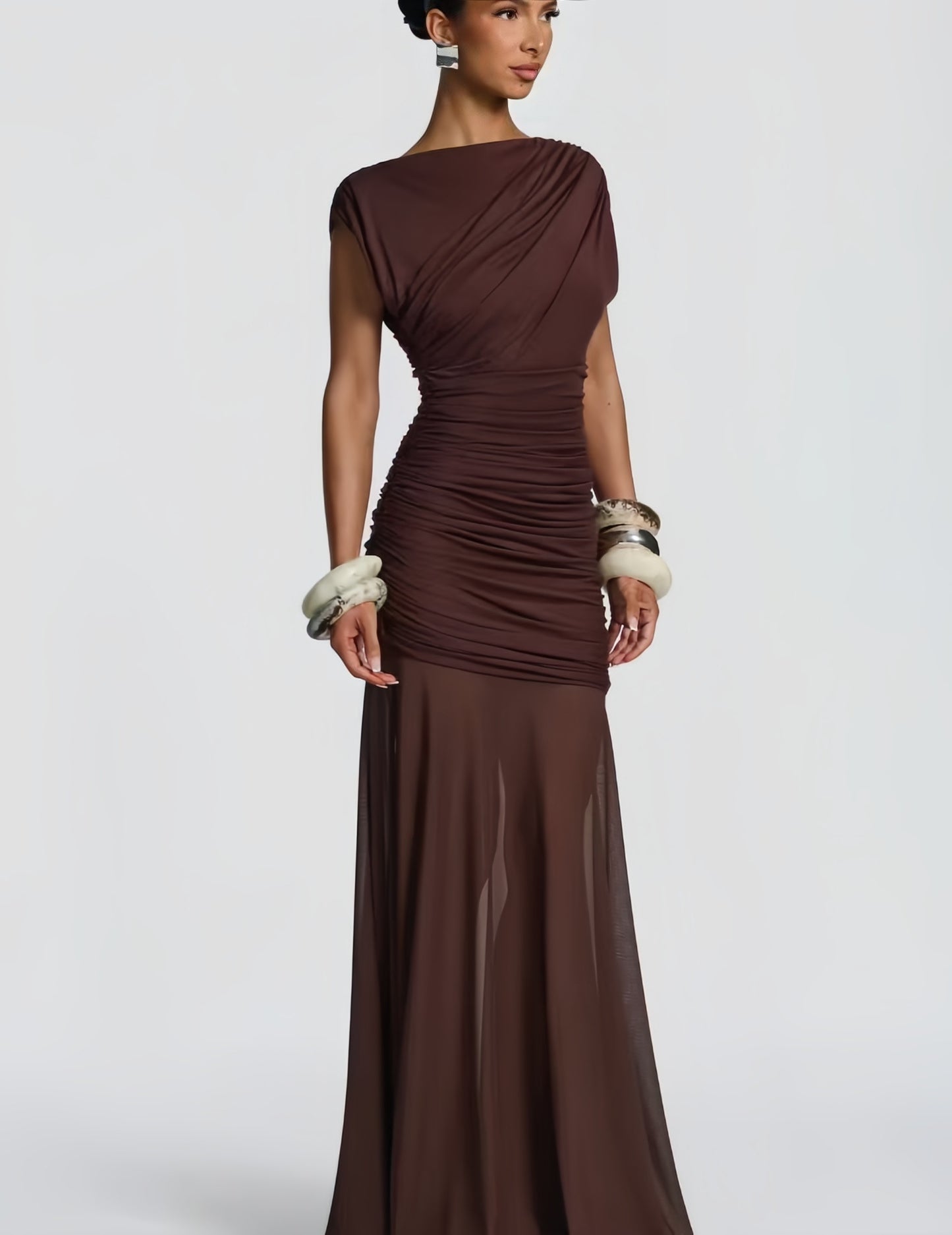 Mesh Stitching Long Dress Irregular Dress