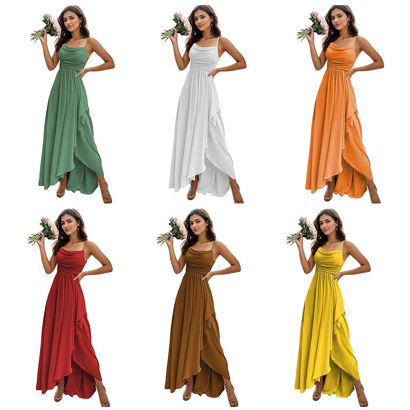 Women's Color All-matching Single Strap Waist-tight Dress