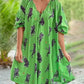 Women's V-neck Short Sleeve Printed Loose Casual Plus Size Dress