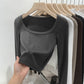 Solid Color Square Collar Bottoming Shirt Long Sleeve