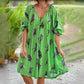 Women's V-neck Short Sleeve Printed Loose Casual Plus Size Dress