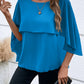 Women's All-match Round Neck Solid Color Layered Cape Sleeve Chiffon Shirt