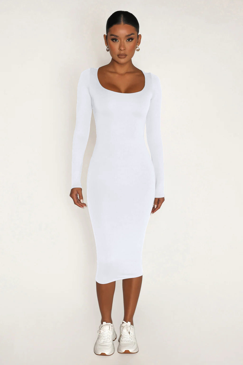 Round Neck Fleece Thickened Slim Fit Hip Skirt