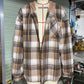 Women's Hooded Spliced Plaid Blouse Woolen Coat