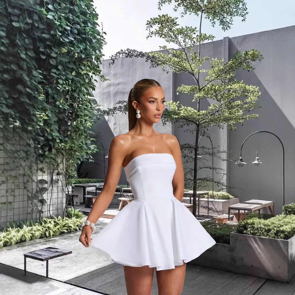European And American Girls Color Tube-top Dress