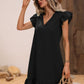 Women's V-neck Ruffle Loose Waist Short Sleeve Dress