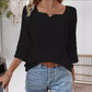 Women's Autumn Simplicity Solid Color Long-sleeved V-neck Top