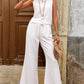 Women's Sleeveless Solid Color Back Hollow Lace Suit