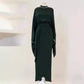 Elegant Batwing Sleeve Top Elegant Waist-tight Mid-length Dress Set