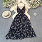 Colorful Flora V-neck Strap Dress Women