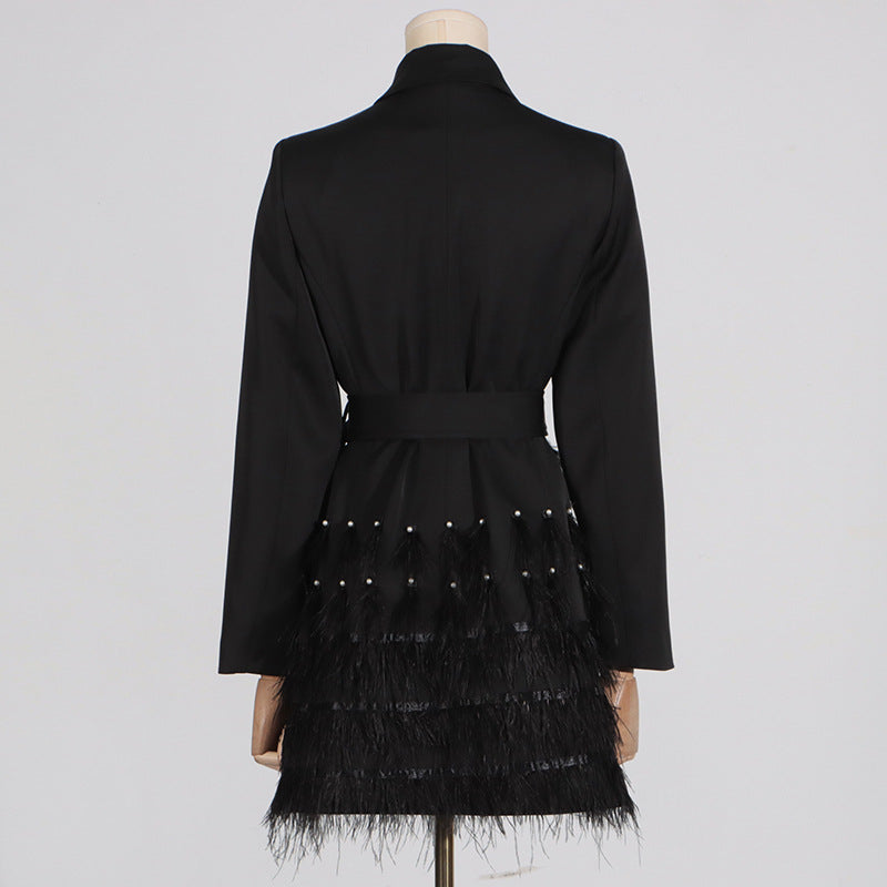 Women's Feather Patchwork Waist-slimming Suit Skirt