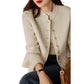 Manteau court à col montant et à volants pour femme