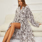 Printing Lapel Casual Flannel Nightgown New Bathrobe