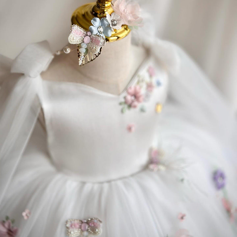Robe de princesse en satin de polyester pour jeunes et petites filles