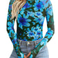 New Mesh Printed Tape Thumb Hole Turtleneck Long Sleeve Bottoming Shirt