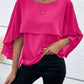 Women's All-match Round Neck Solid Color Layered Cape Sleeve Chiffon Shirt