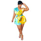 Backless Diagonal Collar Printed Casual Jumpsuit
